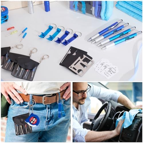 60PCS Baby Shower Prizes for Men 6 Set with Cleaning Cloth Bottle Opener Screwdriver Tape Measuring Keychain Multi Tool Pen Gift Bag Baby Shower Game Prizes for Winner Bachelor Party (Blue) - Image 5
