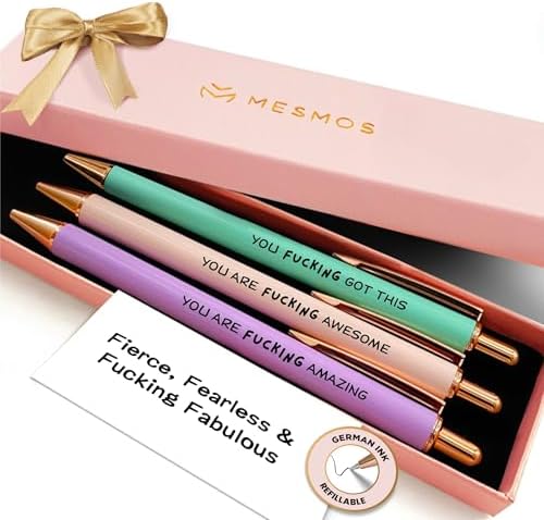 MESMOS Fucking Awesome Pen Set, Inappropriate Funny Gifts for Women and Friends. Fun and Motivational Office Pens for Coworkers, German-Made Ballpoint Ink by MesmorizingMemoriesMoments