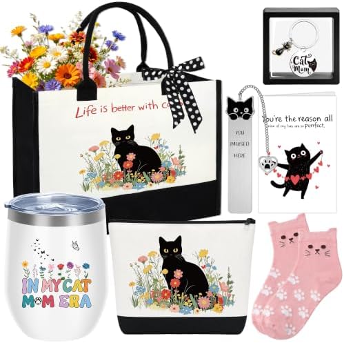Cat Mom Gifts – Cat Lover Gifts for Women, Tumbler, Tote Bag, Makeup Bag, Socks, Keychain, Bookmark, Greeting Card, Cats Themed Gifts by Unknown