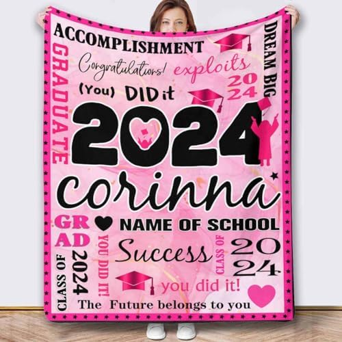 Gift Ideas for Graduate Class of 2024 Gifts Graduate Gifts Graduation Gift for Him, Picture Blanket Personalized Photo Personalized Blankets for Adults， 50x60inch - Image 2