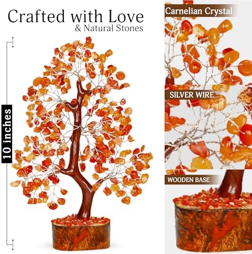 YATSKIA Carnelian Crystal Tree | Crystal Gem Tree | Gemstones and Crystals | Gemstones and Crystals | Desk Decor for Women | Birthday Gifts for Women | 10 Inch 300 Beads - Image 2