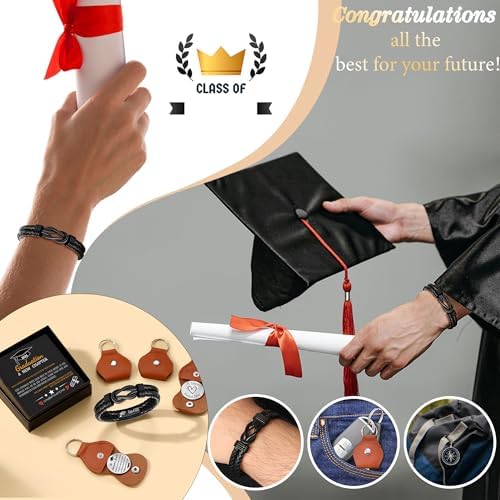 Graduation Gifts for Him, 2025 High School Graduation Gifts Class of 2025 Teen Gift Trendy Stuff Leather Bracelet for Men with Pocket Hug Token Compass College Middle 5th 8th Grade Masters Degree Graduate Knot Jewelry for Son Grandson Boyfriend - Image 3