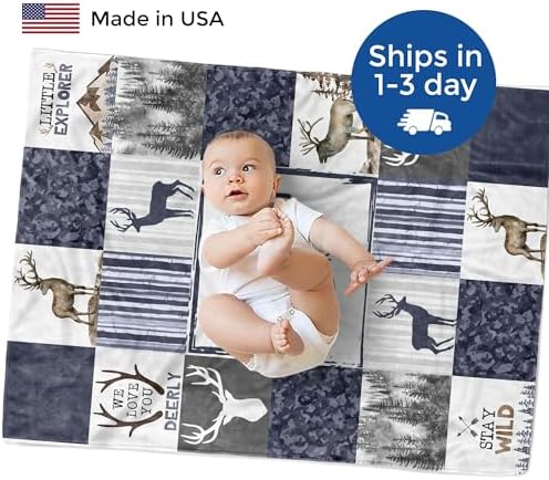MDPrints Global Personalized Woodland Baby Blanket for Boys, Plush Fleece Blanket for Newborn Boy, Personalized Baby Gifts for Baby Shower, Stroller Blanket - Image 2