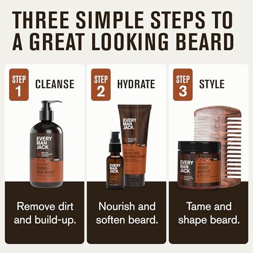 Every Man Jack Complete Beard Care Kit for Men, Aged Bourbon, Gift Set - Image 5