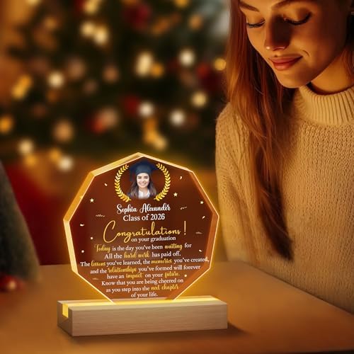 Hyturtle Personalized Graduation Night Light - Custom Night Light with Picture - Senior 2026 Graduation Gifts Her Him - Graduation Plaque Inspirational College Grad Gifts for Daughter from Mom - Image 5