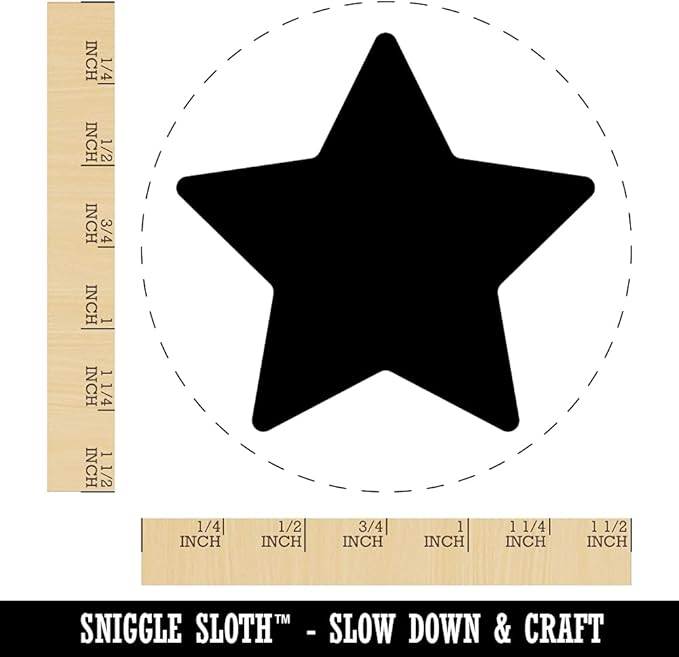 Star Shape Excellent Self-Inking Rubber Stamp Ink Stamper for Stamping Crafting Planners - 1-1/2 Inch Large - Black Ink