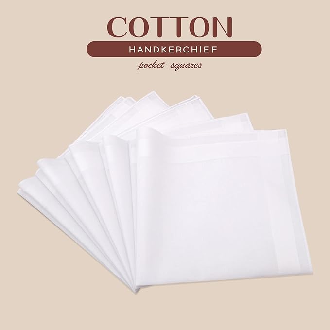 GB Selected Men's Cotton Handkerchiefs, Assorted Solid Color Pocket Square Hankies with Stripe