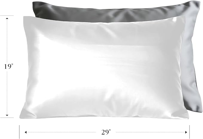 Mulberry Silk Pillowcase for Hair and Skin, Luxury Double Sided Pure Silk Pillowcase, 29x19 Inches, 1Pc (White)