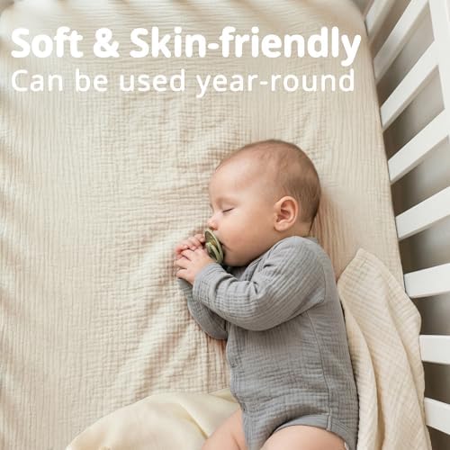 Pro Goleem Muslin Pack n Play Sheets for Boys and Girls, Soft Breathable Cotton Fitted Mini Crib Sheets, Neutral Baby Sheets for Playard Mattress, 2 Pack (Brown＆Beige) - Image 5