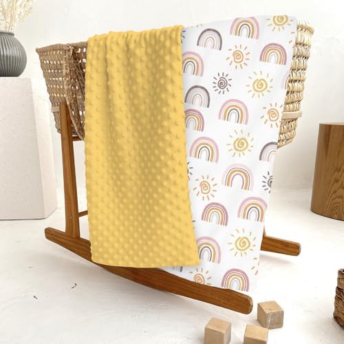 Boho Rainbow Sun Baby Blankets for Girl Boy Summer Sunshine Soft Mink Dotted Backing Double Layer Swaddle Receiving Blanket Rainbow Lovers Gift Bed Throws for Newborn Toddler Crib Stroller 30x40 - Image 6