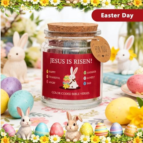 Bible Verse Jar,Emotion Scripture Prayer Card Holy Bible Jar,Jesus is risen - Image 4