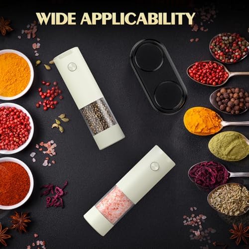 Salt and Pepper Grinder Set Electric Adjustable Coarseness Salt Pepper Grinder Shakers House Warming Gifts Automatic Battery Pepper Mill Shakers Gifts for Women Wedding Registry Must Haves - Image 5