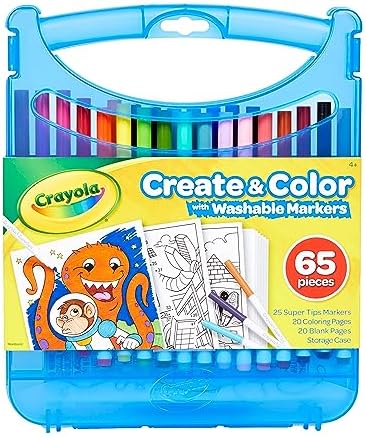 Crayola Super Tips Coloring Art Case with Coloring Pages, Kids Gift, 65+ Pieces, Packaging May Vary by Crayola