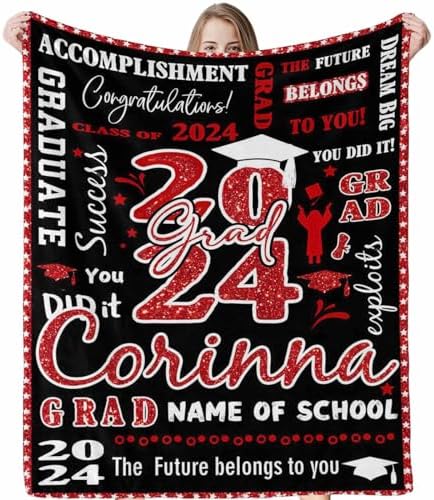 Custom Photo Blanket Photo Blanket Graduation Gifts Men Soft Blankets with Pictures Customized 2024 Personalized Graduation Blanket Personalized Picture Collage Blanket 30x40inch by Unknown