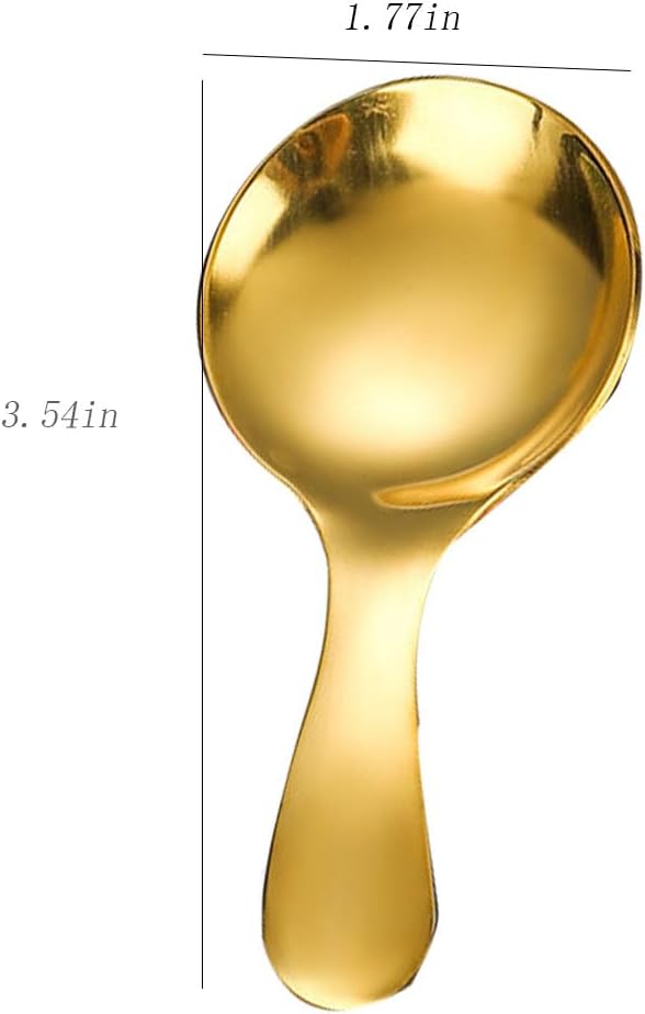 6 Pcs Stainless Steel Mini Spoon Short Handle Small Round Suitable For Dessert, Tea, Coffee, Cake, Sugar, Ice Cream Coffee Tea Spoon. (Yellow A)