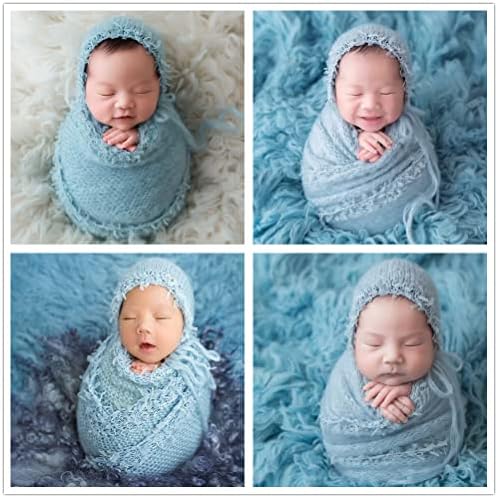 Baby Photography Props Luxurious Lace Hat with Blanket (Blue) - Image 3