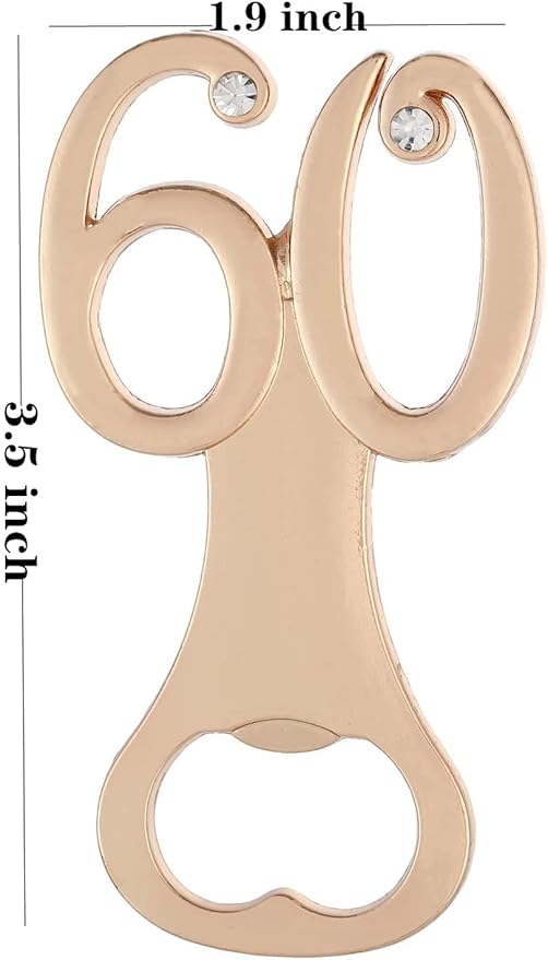 24 Pack Creative Bottle Openers for 60th Birthday Party Favors 60th Wedding Party 60th Birthday Party Souvenirs Decorations for Guests (60th)
