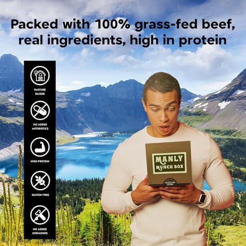 Manly Munch Box Jerky Gift Box – High Protein Beef & Turkey Jerky Variety Pack, Snack Gift for Men, Dad, Husband, Grandpa or Boyfriend – Savory Snack Gift Set for Him - Image 2