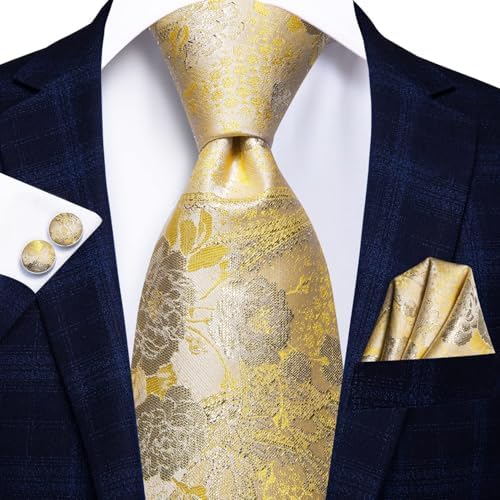 Hi-Tie Lot 5 Pcs Gift Box Mens Tie Set Necktie with Pocket Square Cufflinks Silk Neck Tie Collection - Image 7