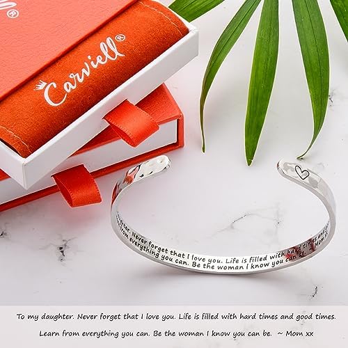 Carviell Bracelets for Women – 100+ Meaningful Engraved Messages – Solid 316L Surgical Stainless Steel Cuff Bracelet – Gift Ready - Image 3