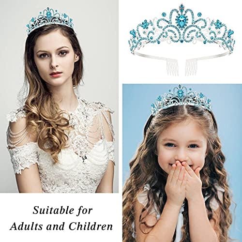 Birthday Crowns for Women, Tiaras and Crown for Women, Tiara for Women Birthday Queen, Birthday Crown and Sash for Women, Blue Rhinestone Queen Tiara with Birthday Girl Sash, Birthday Princess Tiara