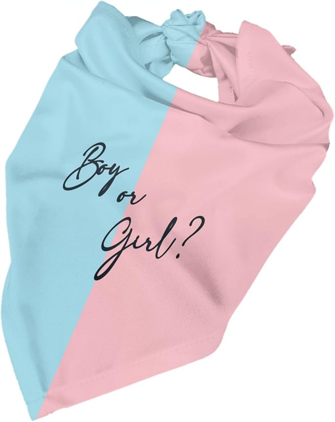 He Or She What Will It Be? Gender Reveal/Baby Announcement Dog Bandana,Pet Neckerchief for Pets Daily Wear Photo Prop Party Supplies (boy or Girl-2)