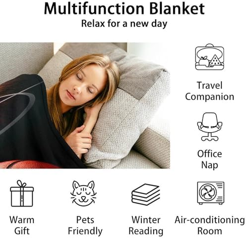 Mercuryelf Basketball Throw Blanket - Soft, Fuzzy & Warm - 30x40 Inches Small Blankets for Lap, Crib - Black Sports Throws Gift for Basketball Lovers - Image 6