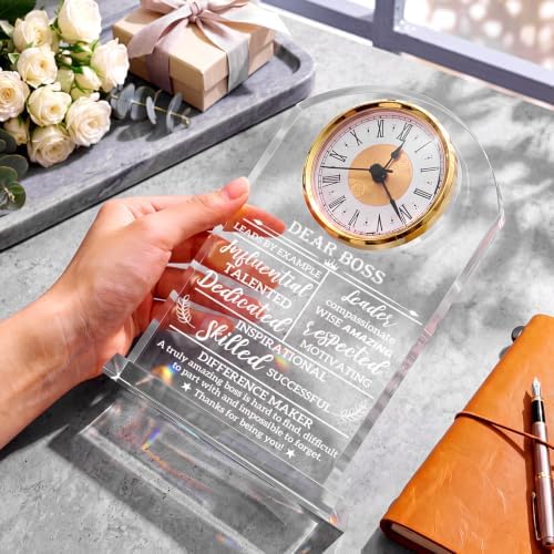 Landical Dear Boss Retirement Clock Gift, Acrylic Desk Clock Appreciation - Image 5