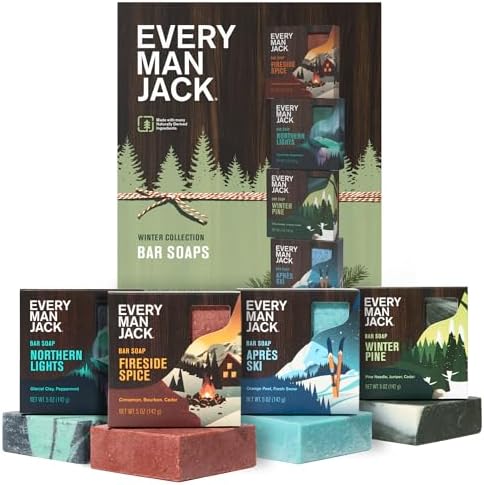 Every Man Jack Body Bar Soap for Men, Winter Scents Variety Pack, 5oz (4pk) by EveryManJack