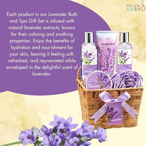 Lavender Bath and Body Gift Set for Women in Wicker Basket - Image 5