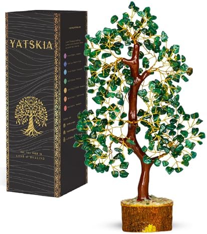 YATSKIA Green Aventurine Crystal Tree | Healing Stones Money Tree | Crystal Tree Decor | Unique Gifts for Women | Birthday Gifts for Women | 10 Inch 300 Beads by YATSKIA