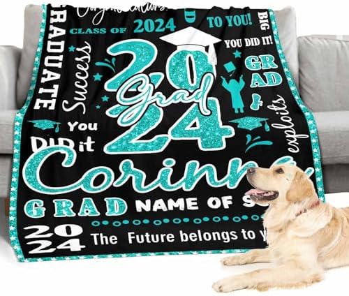 Best Friend Blanket Class of 2024 Blankets Graduation Gift for Him, Graduation Gift College Graduation Gift Set with Custom Name and School College Graduate Gifts for Her, 43x56inch - Image 4