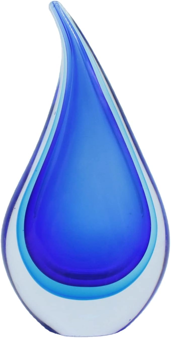 Yao Yuan Hand-Blown Glass Sculpture Glass Decor Murano-Style Glass Statue and Figurine Wonderful Gift, Blue Hollow