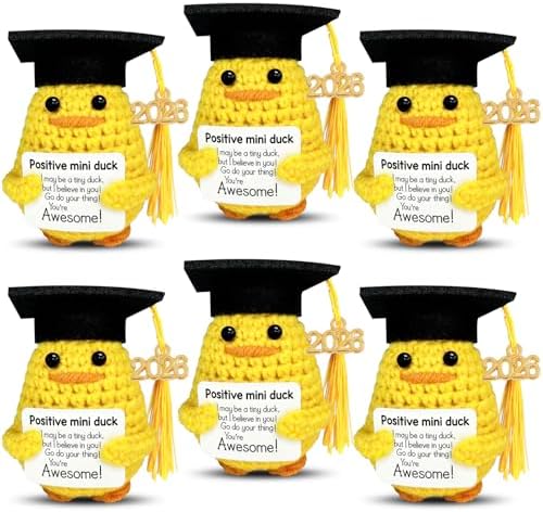 Graduation Gifts Set Class Of 2026，6 Pcs Positive Ducks With Grad Cap，Funny Gifts For High School College For Her Girls Him Boys，Handmade Inspiring Emotional Support Positive Crochet Animals (Duck) by Unknown