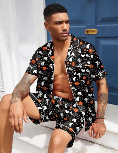 Ekouaer Mens Silk Satin Pajamas Set Short Sleeve Button Up Lounge Pjs Set - Image 5