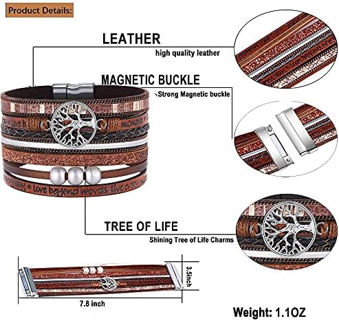 Desimtion Leather Wrap Bracelets for Women, Hidden Inspirational Message - Image 6