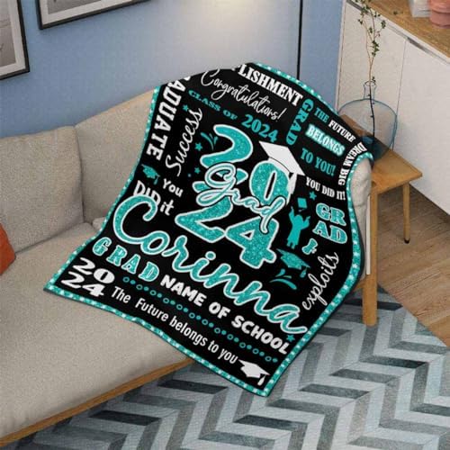 High School Graduation Customized Flannel Picture Blanket Junior H Blanket 2024 Graduation Blanket Custom Blankets Graduation Gifts for Her, Customizable Blanket 54x70inch - Image 3