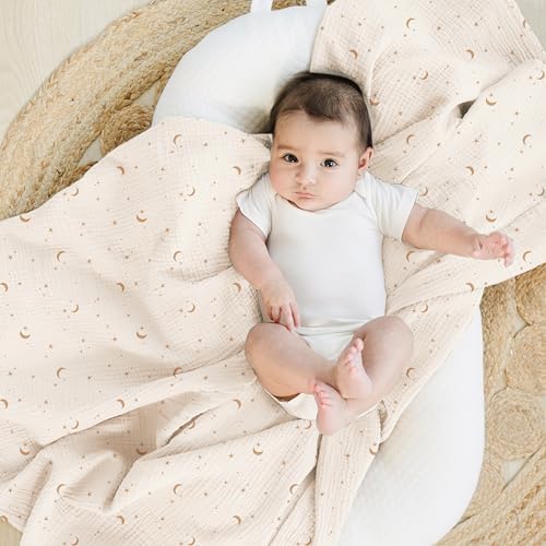 Konssy Muslin Swaddle Blankets, 100% Cotton Receiving Blankets, 47"x 47" - Image 3