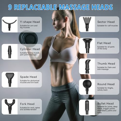 APHERMA Massage Gun, Muscle Massage Gun for Athletes Handheld Electric Deep Tissue Back Massager, Percussion Massage Device for Pain Relief with 30 Speed Levels 9 Heads - Image 5
