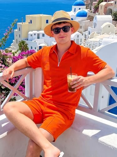 Men's Summer Outfits 2-Piece Polo Short Sets Shirt Sweatsuit - Image 4