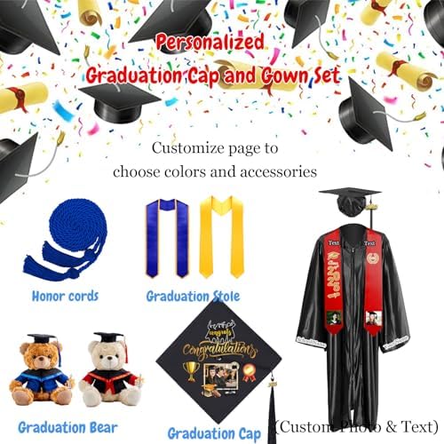 Custom Graduation Gown and Cap 2026, Personalized Graduation Cap and Gown with Grad Stole for High School College - Image 2