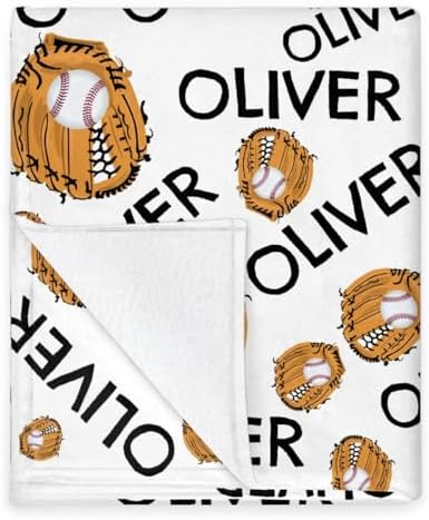 Personalized Baby Blankets for Girls Boys, Custom Baby Blanket with Name Swaddle Toddler Fleece Blanket Personalized Gift Baseball Mitt Text - Image 5