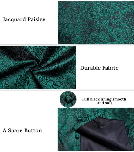 DiBanGu Mens Vest and Tie Set Formal Paisley Waistcoat and Necktie Pocket Square Cufflinks Silk Suit Vest for Tuxedo Wedding - Image 6