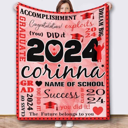 Personalized Senior Class of 2024 Blankets with Photo and Name Custom Blankets with Photos Picture Blankets Customized Blanket Pictures Customized 50x60inch - Image 2
