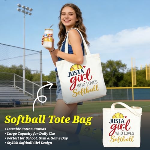 Softball Gifts for Girls Women with 16OZ Jar Glass Tumbler, Canvas Tote Bag, Makeup Bag, Softball Socks, Keychain & Stickers, Softballs Player Birthday Gift for Team Player Gifts - Image 7