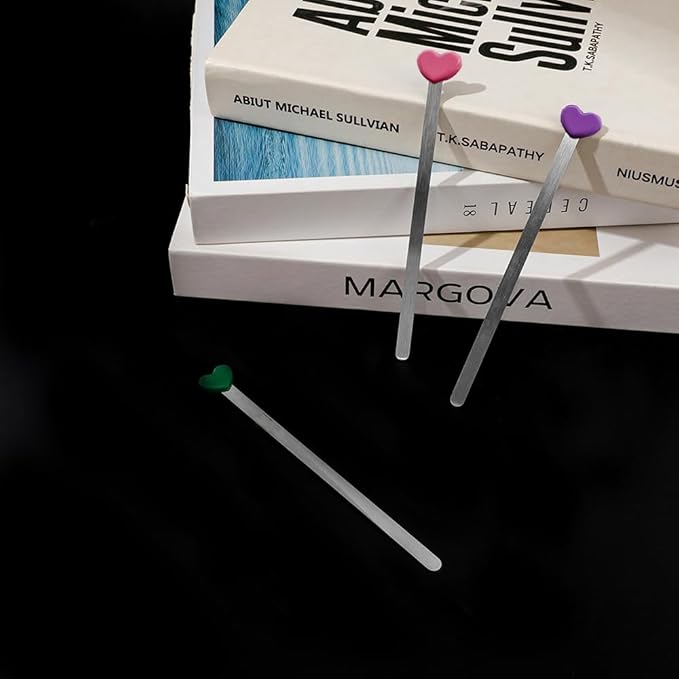 Love Heart Metal Bookmark Set - Color Stainless Steel Bookmarks, Reading Page Markers Gifts for Women, Book Lover, Girls, Boys,Couples Gifts (Love Heart C)