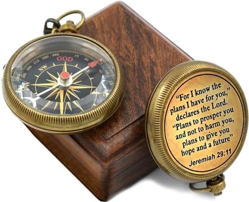 For I Know The Plans I Have For You, Jeremiah 29:11, Solid Brass Directional Engraved Compass, Baptism Gifts for Boys Girls, First Communion, Christian Gifts for Men, First Confirmation Gifts for Boys - Image 6