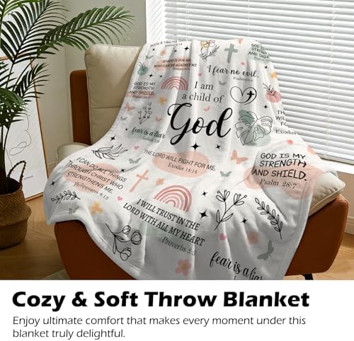 Christian Gifts for Women - I Am a Child of God Blanket 60"x50", Inspirational Religious Birthday Gifts for Women Mom Sister Friends, Christmas Baptism Catholic Spiritual Jesus Faith Bible Prayer - Image 5