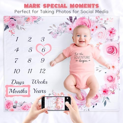 New Mom Gifts & Baby Girl Gift Set for Newborn,Baby Girl Gift Basket with Baby Milestone Blanket,Pregnancy Gifts for Expecting Mom,New Mom Care Package After Baby, Pregnancy Gifts for Women and Baby - Image 4