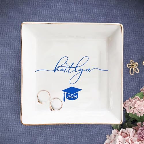 IZI POD Personalized Graduation Gifts for Her, Graduation Jewelry Dish, A Sweet Ending to a New Beginning, Gradua Senior Class of 2026, Gifts for Her, Women, Best Friends /5 by IZIPOD
